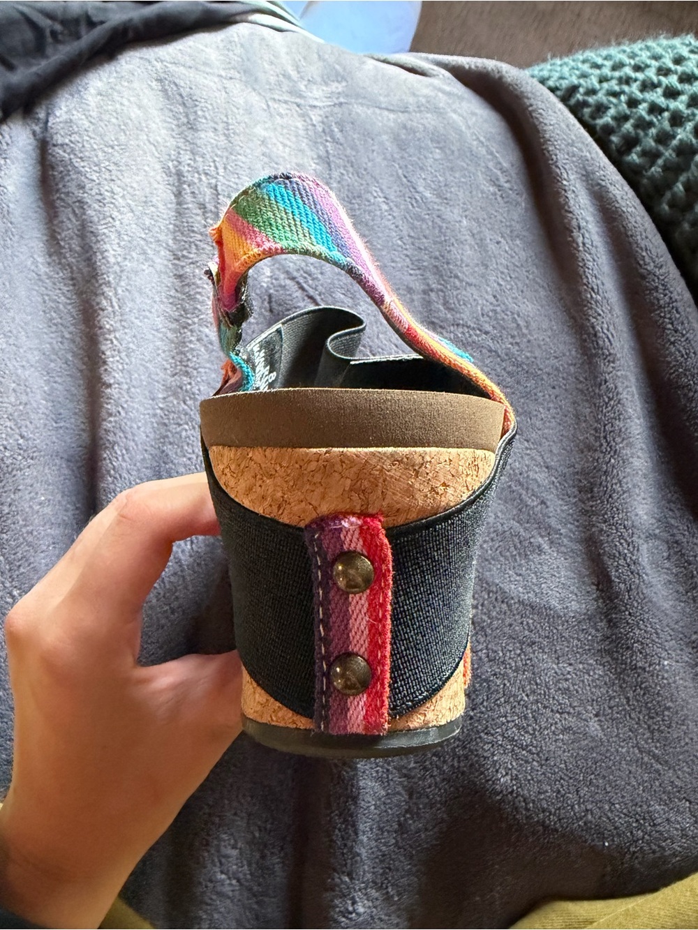 Striped Elastic Band Women’s Sandals in Pink and Black - Picture 4 of 4